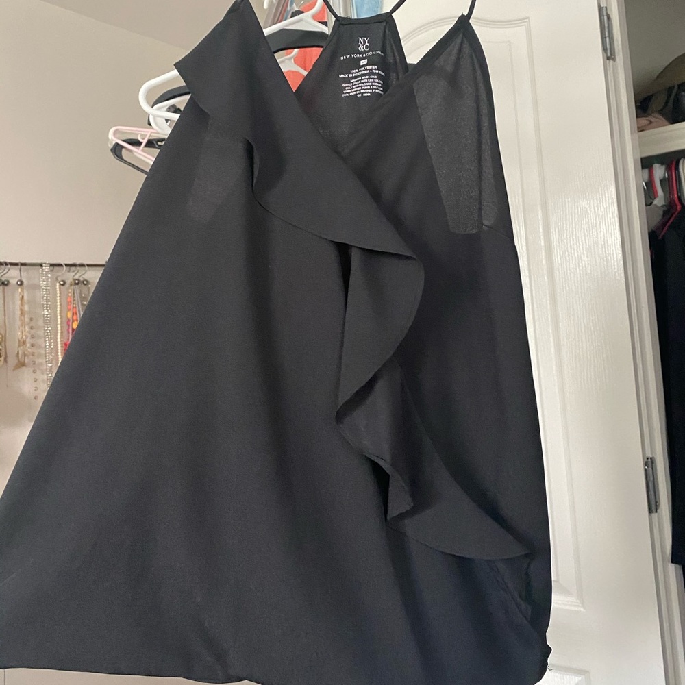 Black faux wrap tank top